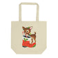 Reindeer Stocking Retro Christmas Print Eco Cotton Tote Bag