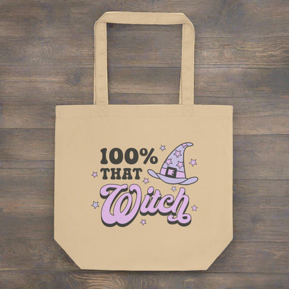 100% That Witch Halloween Eco Cotton Tote Bag