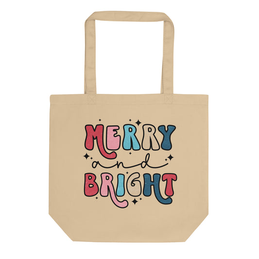 Merry & Bright Christmas Eco Cotton Tote Bag