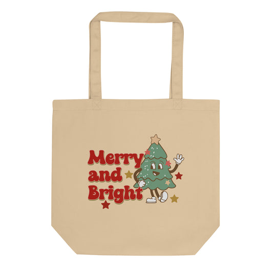 Merry And Bright Christmas Eco Cotton Tote Bag