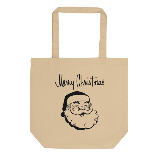 Merry Christmas Mid Century Santa Christmas Eco Cotton Tote Bag