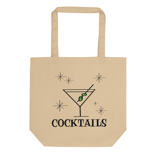 Martini Cocktails Mid Century Retro Style Eco Cotton Tote Bag