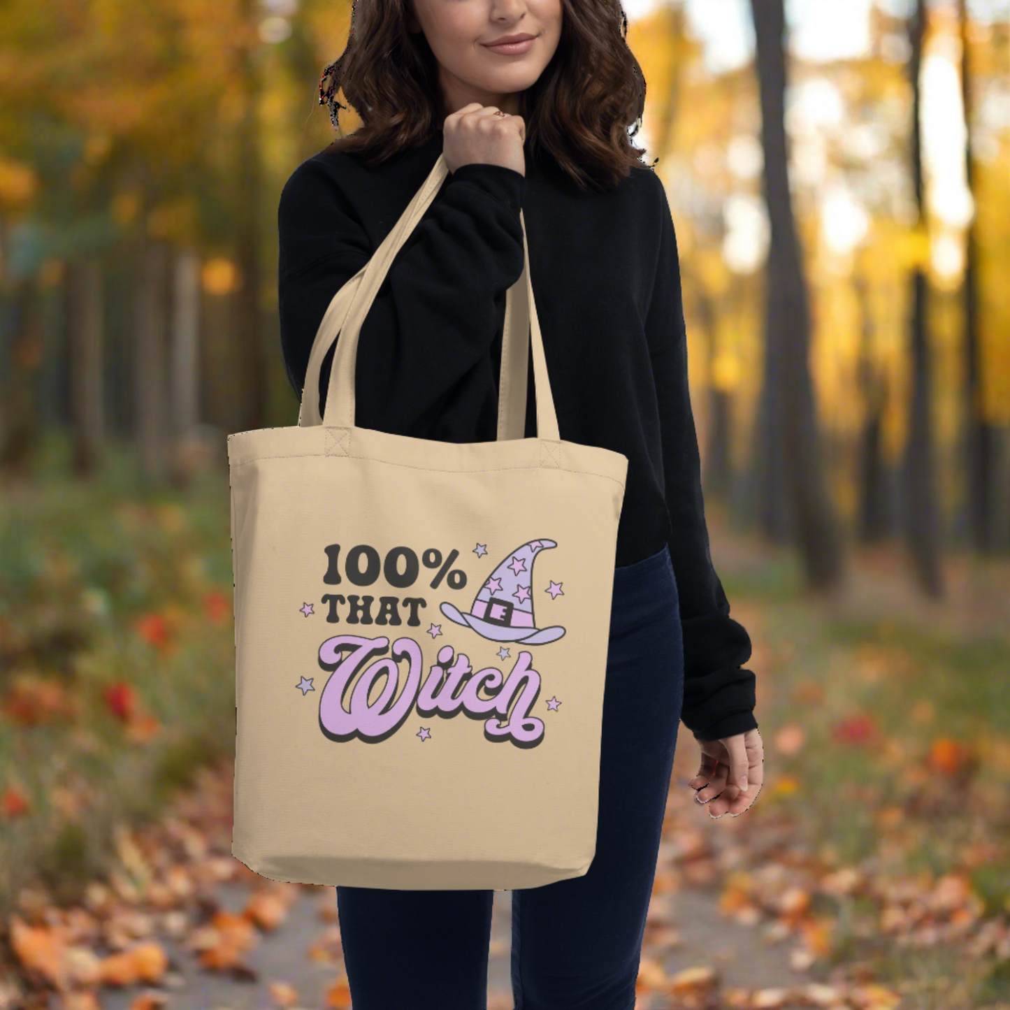 100% That Witch Halloween Eco Cotton Tote Bag