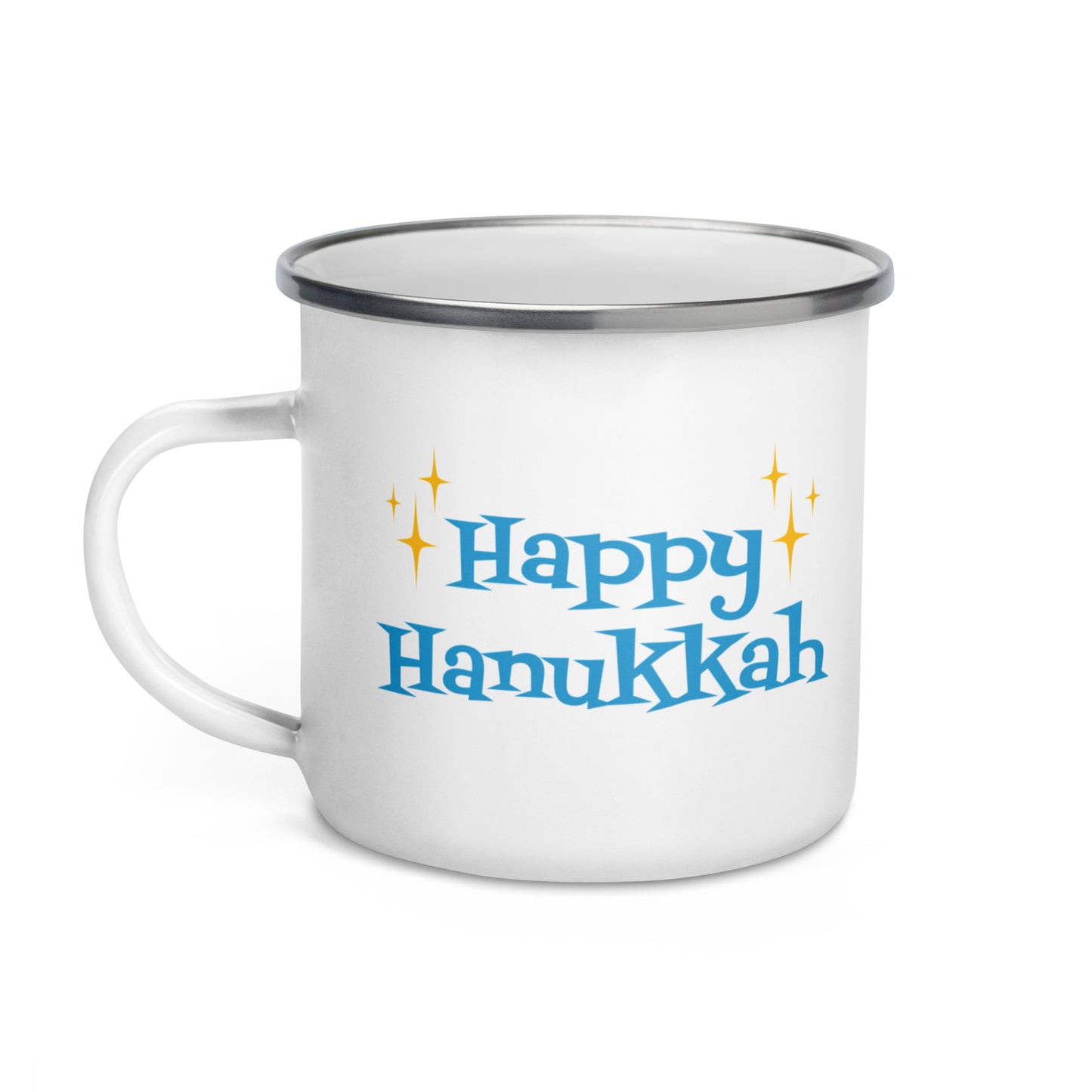 Happy Hanukkah Starburst Atomic Retro Style Hot Chocolate Camping Enamel Mug