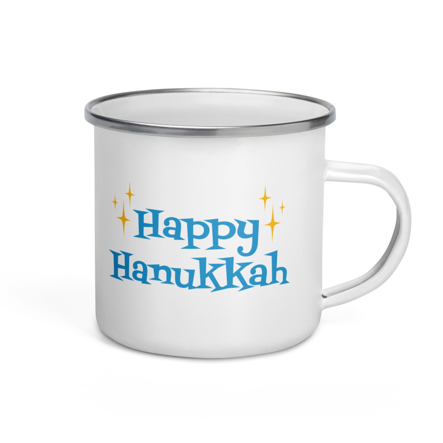 Happy Hanukkah Starburst Atomic Retro Style Hot Chocolate Camping Enamel Mug