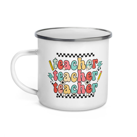 Teacher Teacher Teacher Hot Chocolate Camping Enamel Mug