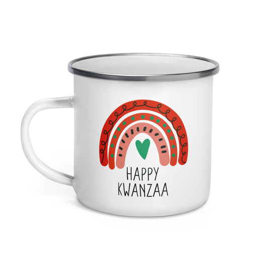 Happy Kwanzaa Hot Chocolate Camping Enamel Mug