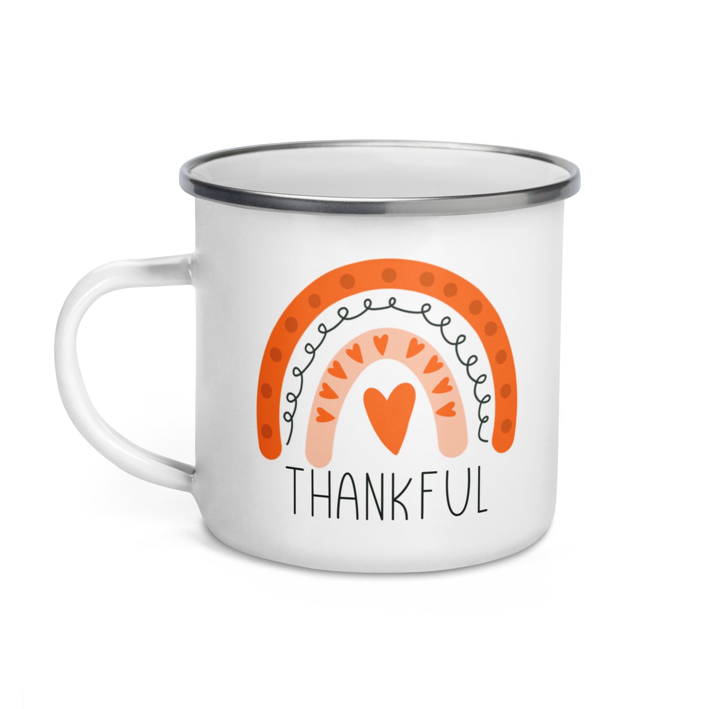 Thankful Boho Rainbow Hot Chocolate Camping Enamel Mug