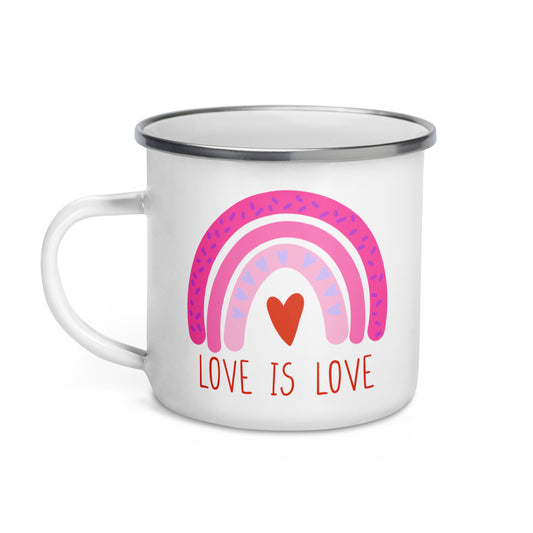 Love Is Love Boho Rainbow Enamel Mug