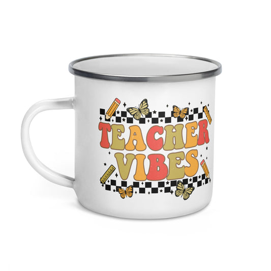 Teacher Vibes Hot Chocolate Camping Enamel Mug