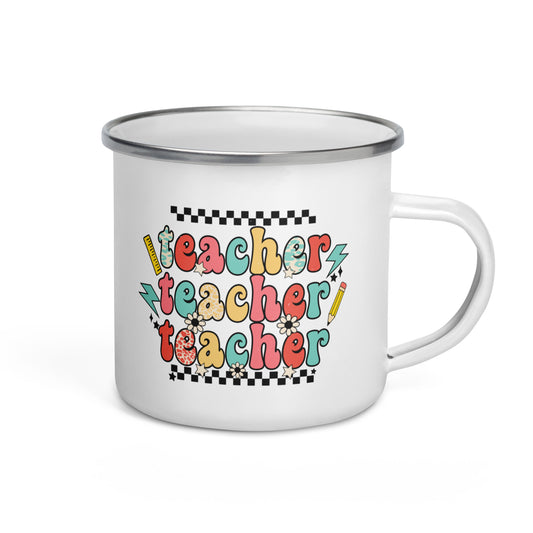 Teacher Teacher Teacher Hot Chocolate Camping Enamel Mug