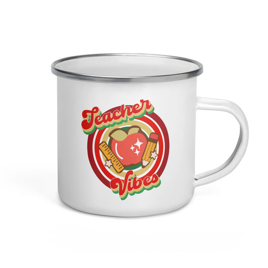 Teacher Vibes Hot Chocolate Camping Enamel Mug