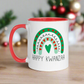 Happy Kwanzaa Boho Rainbow Lined Red Glossy Mug