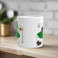 Christmas Lady With Black Scottie Dog At Mailbox Mid Century Retro Christmas Print Glossy Mug