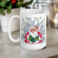 Santa Singing With Reindeer Midcentury Retro Christmas Glossy Coffee Mug