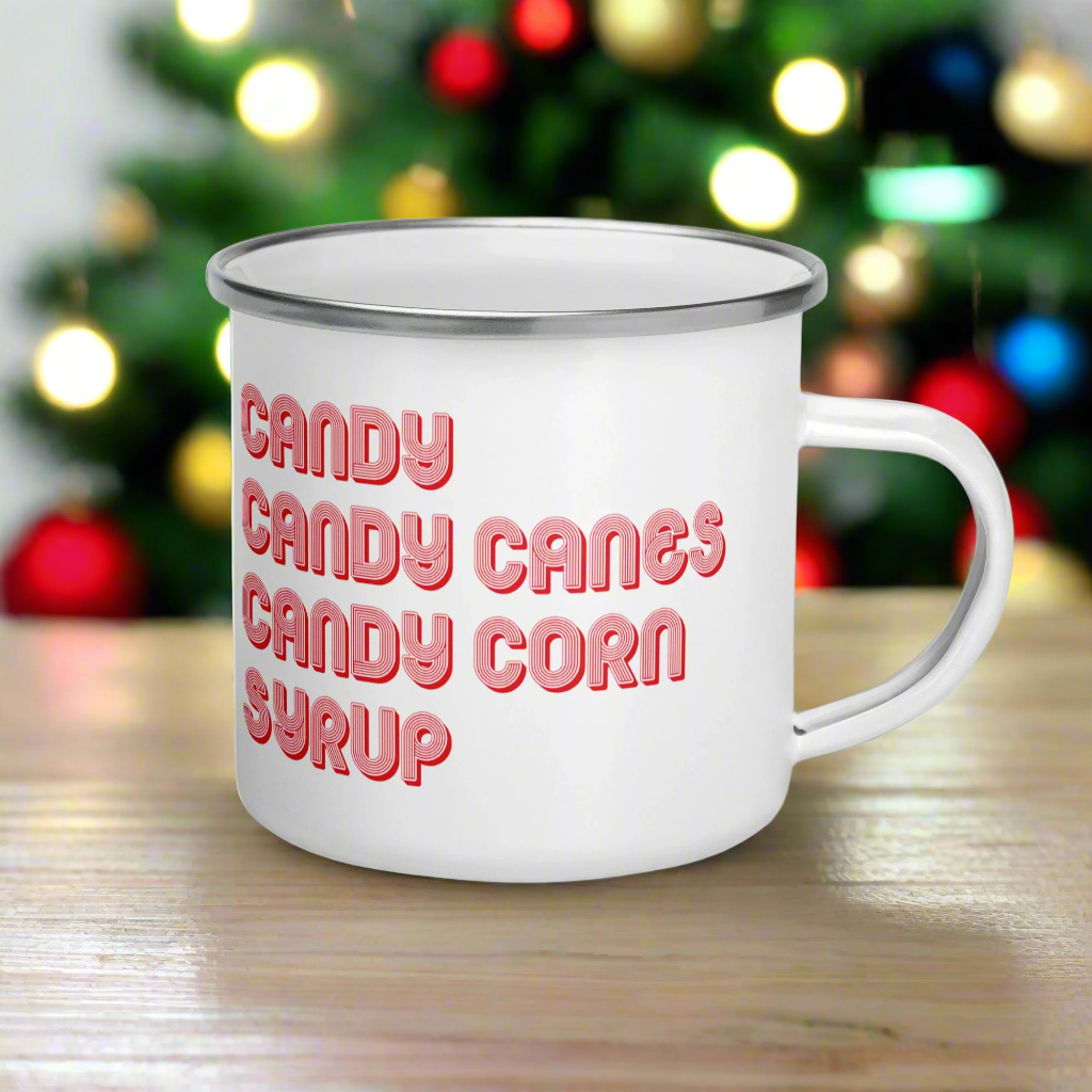 The Elf Four Food Groups Christmas Hot Chocolate Camping Enamel Mug