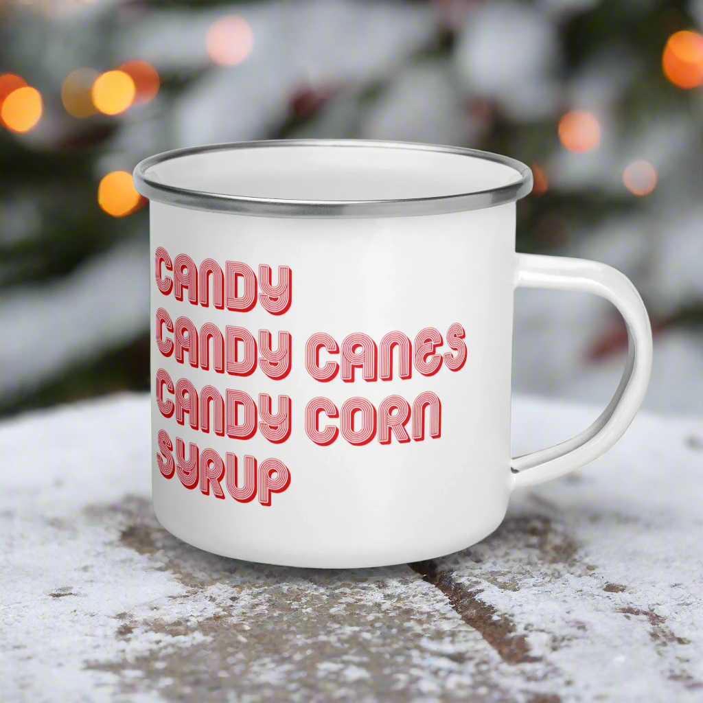 The Elf Four Food Groups Christmas Hot Chocolate Camping Enamel Mug