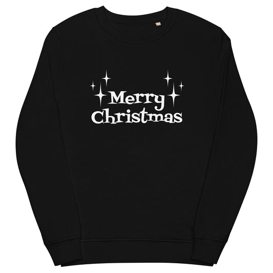 Merry Christmas Starburst Mid Century Retro Style Christmas Unisex Organic Sweatshirt