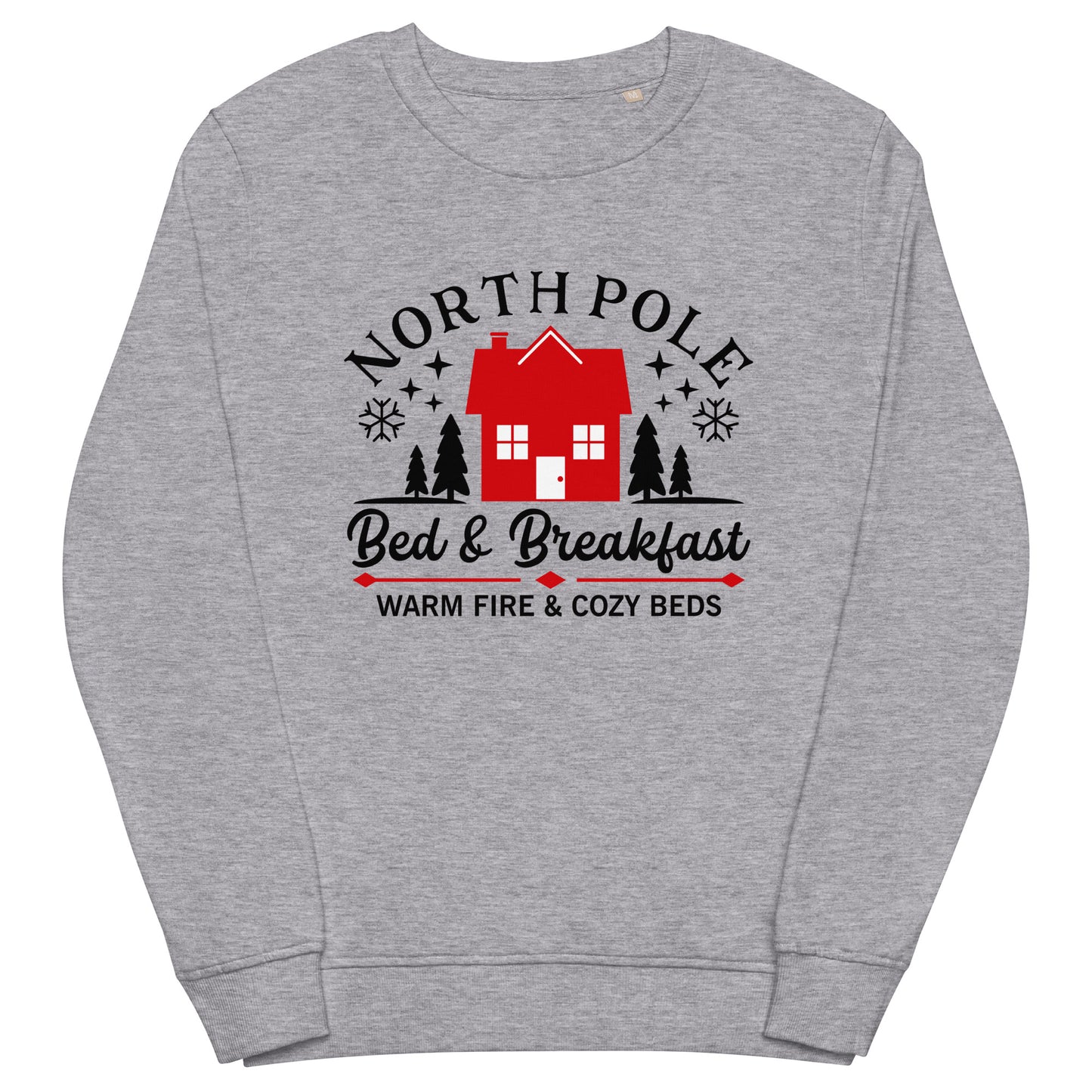 North Pole Bed And Breakfast Christmas Unisex Organic Sweatshirt