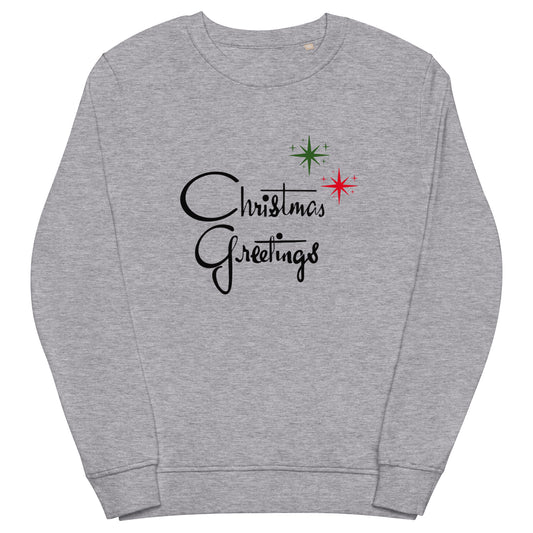 Christmas Greetings Starburst Retro Christmas Style Unisex Organic Sweatshirt