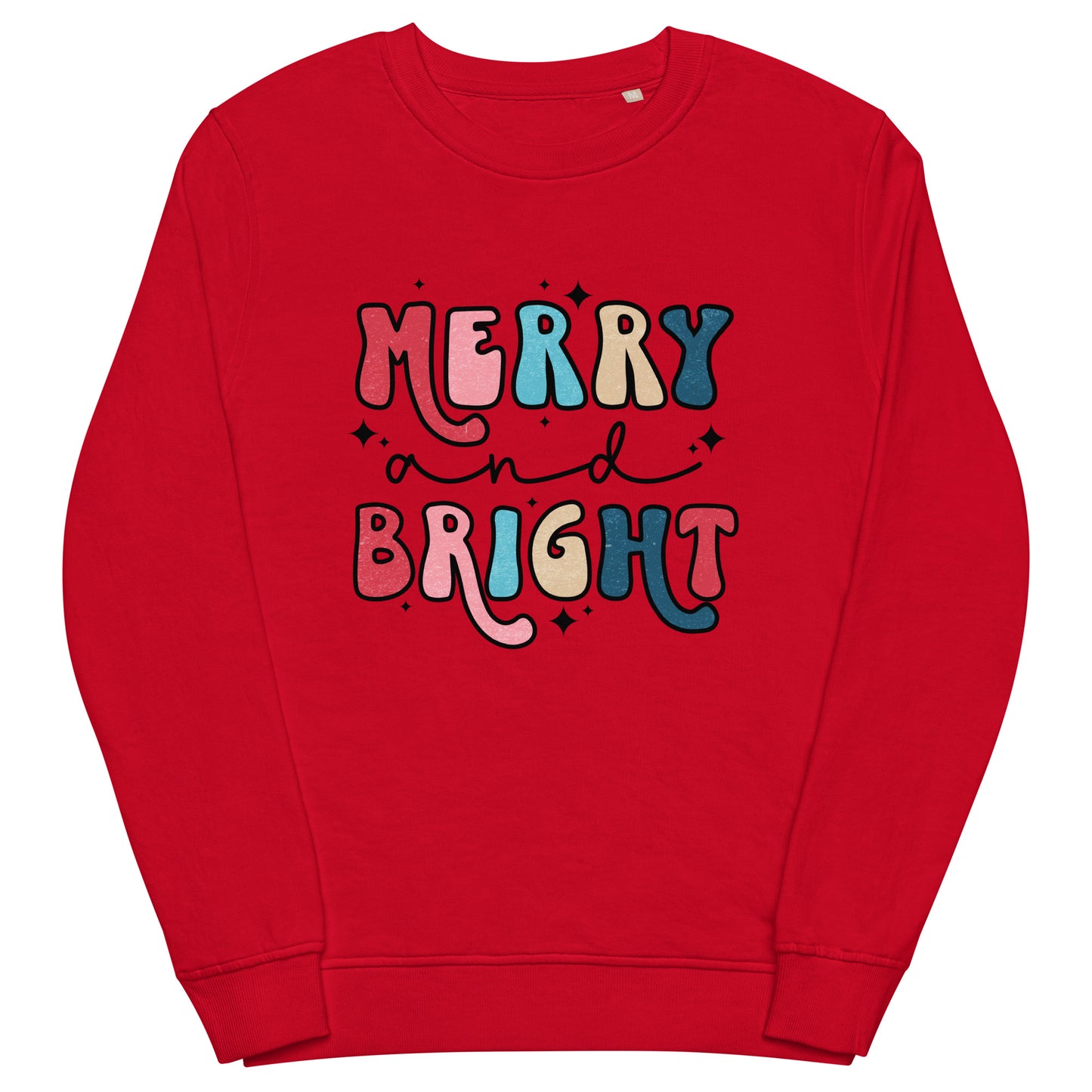 Merry And Bright Christmas Retro Style Unisex Organic Sweatshirt