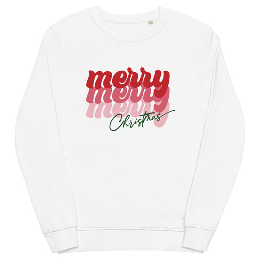 Merry Merry Merry Christmas Unisex organic sweatshirt