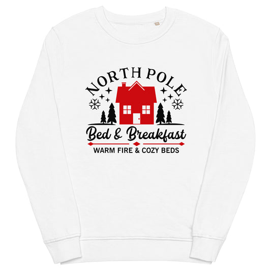 North Pole Bed And Breakfast Christmas Unisex Organic Sweatshirt