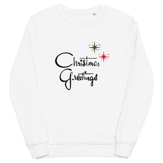 Christmas Greetings Starburst Retro Christmas Style Unisex Organic Sweatshirt