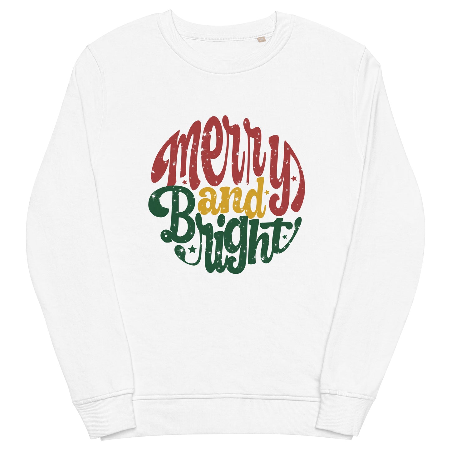 Merry And Bright Christmas Retro Style Unisex Organic Sweatshirt