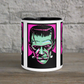 Frankenstein Monster Retro Halloween Print Lined Black Glossy Halloween Mug