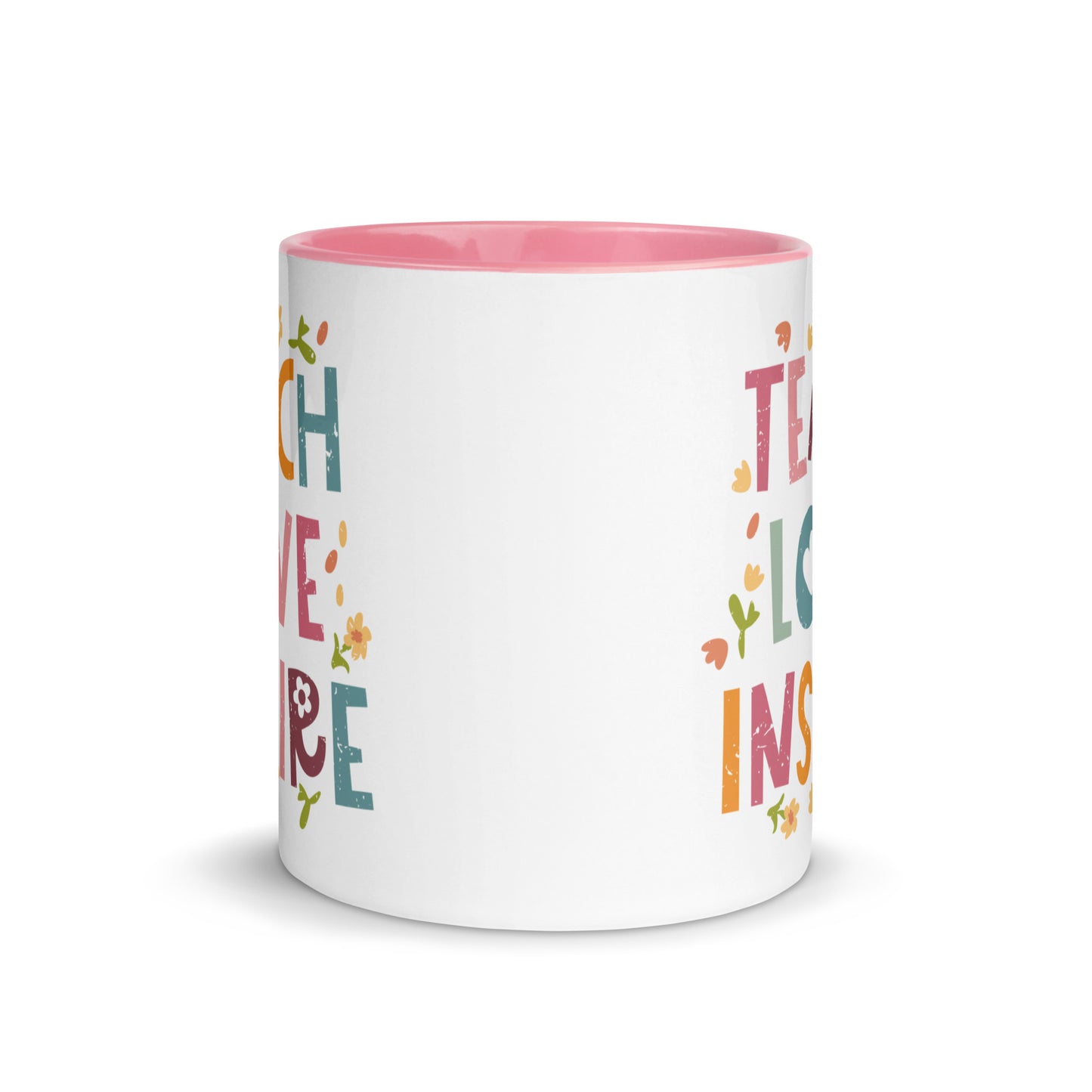 Teach Love Inspire Lined Pink Mug