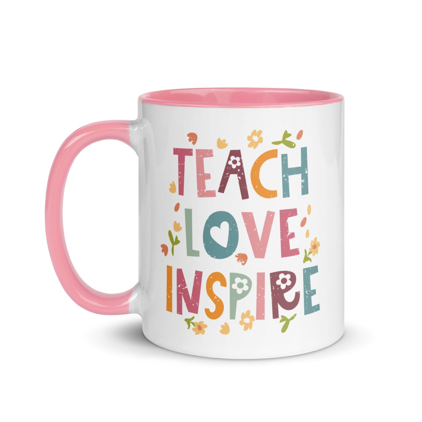 Teach Love Inspire Lined Pink Mug