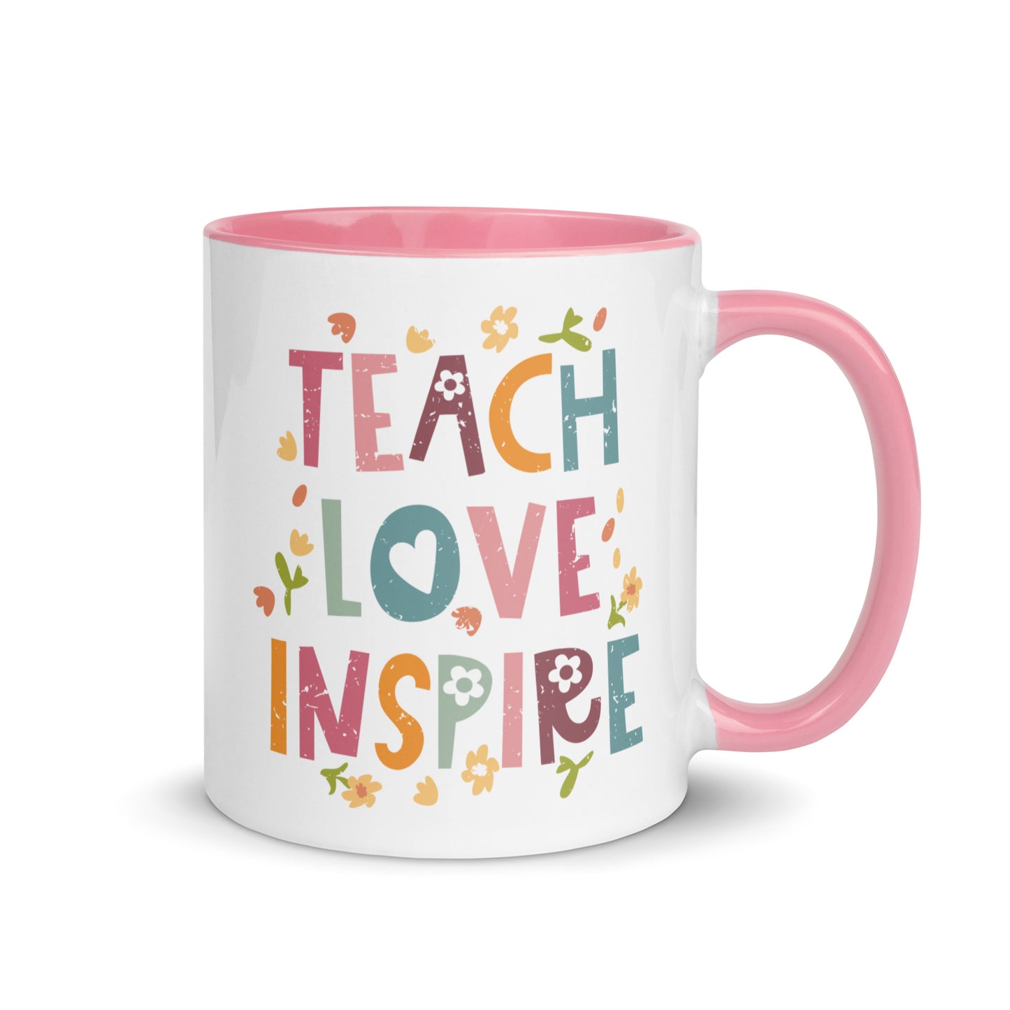 Teach Love Inspire Lined Pink Mug