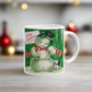 Happy Holidays Snowman Mid Century Retro Christmas Print Mug