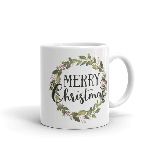 Merry Christmas Wreath Christmas Glossy Mug