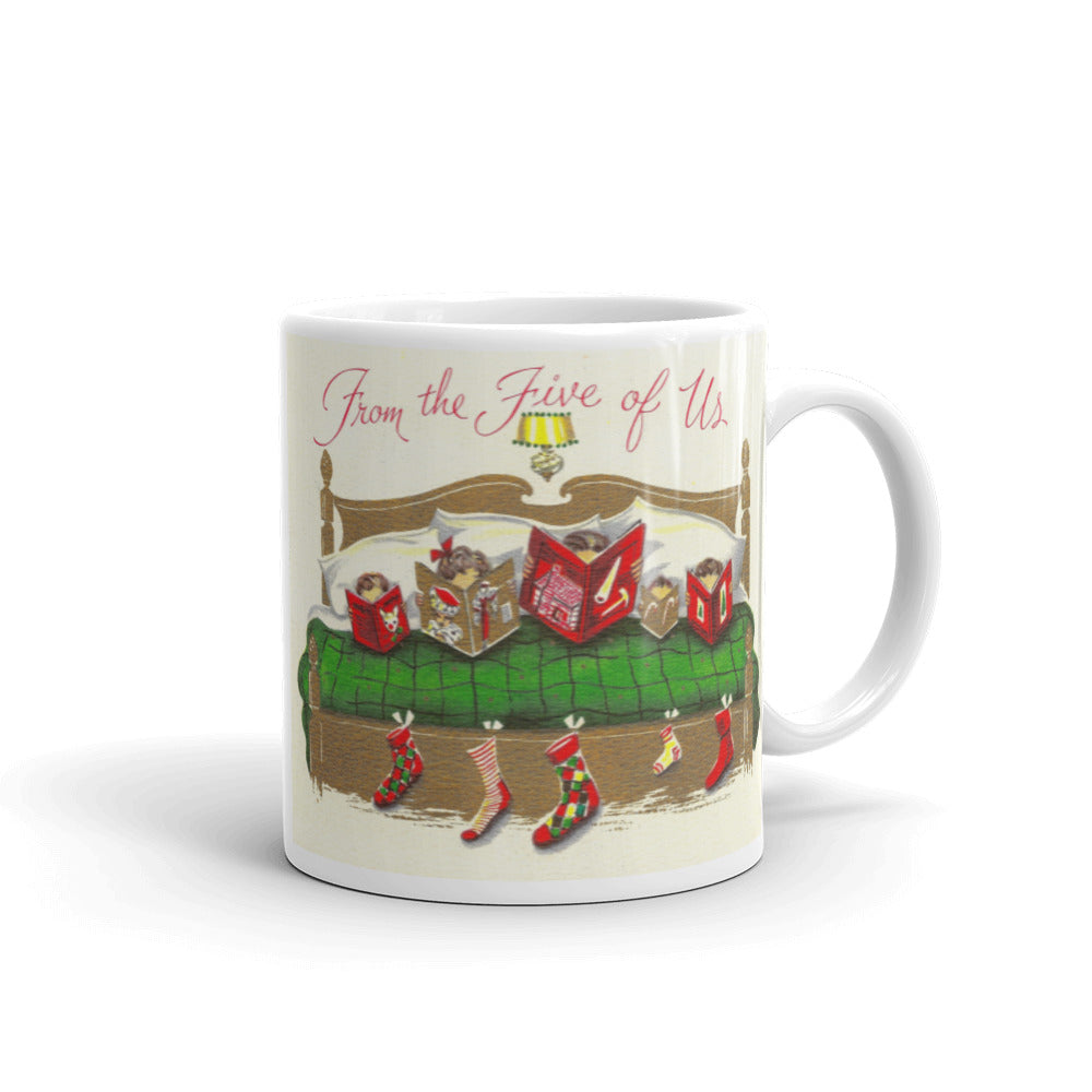 From The Five Of Us Family Mid Century Retro Christmas Print Glossy Mug