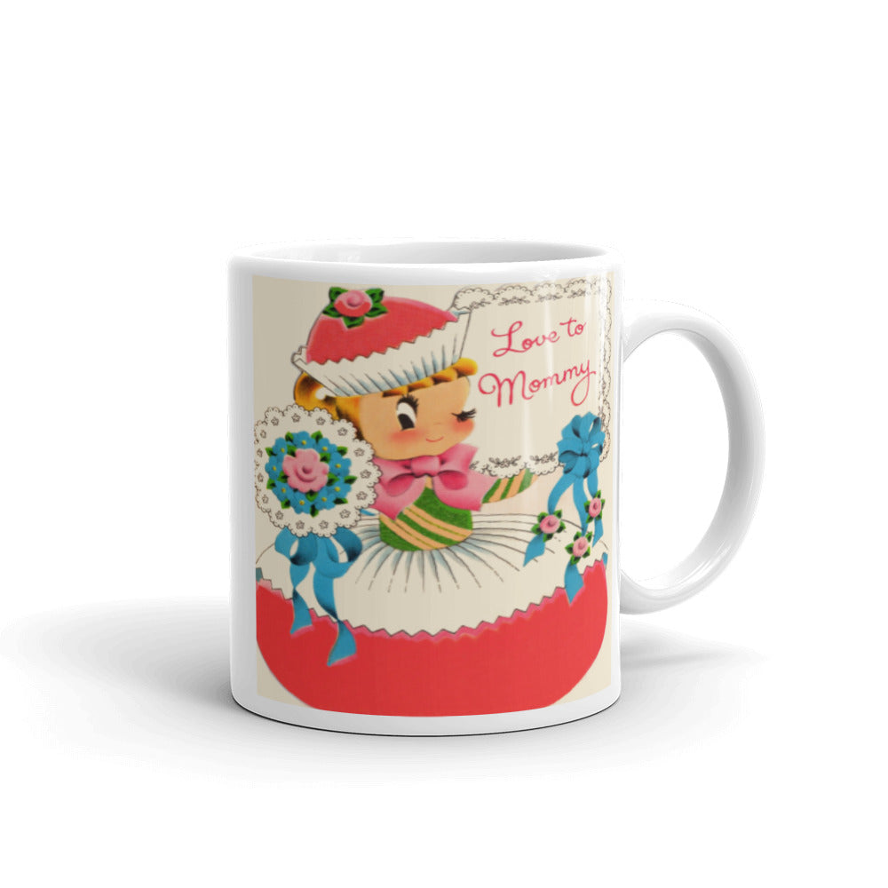 Love To Mommy Mid Century Retro Mother's Day Print Glossy Mug