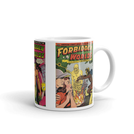 Forbidden Worlds Vintage Comic Book Retro Print Halloween Glossy Mug