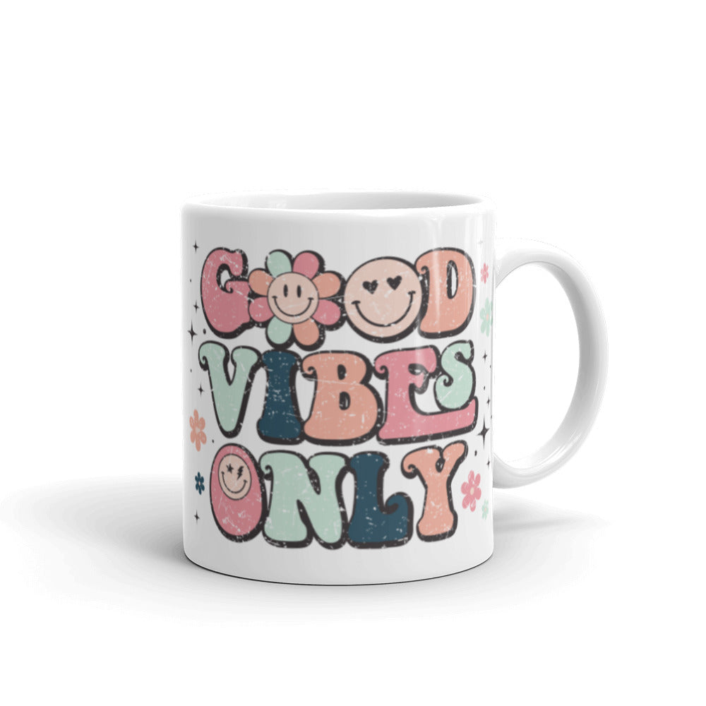 Retro Good Vibes Only Glossy Mug