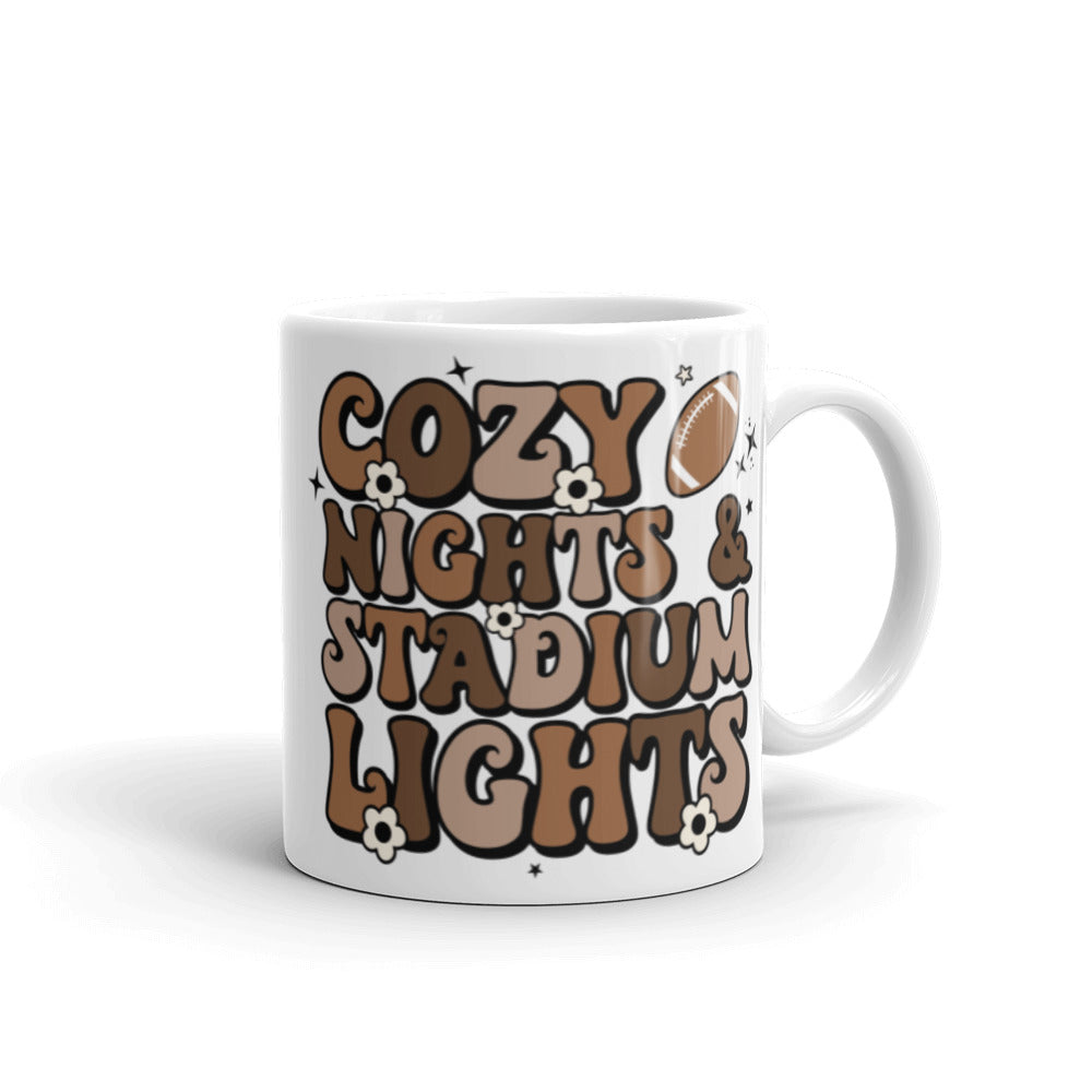 Cozy Nights And Stadium Lights Football Season Fall Autumn Glossy Mug