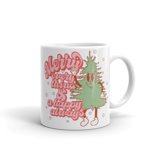 Merry Everything And A Happy Always Cute Christmas Tree Retro Style Christmas Glossy Mug