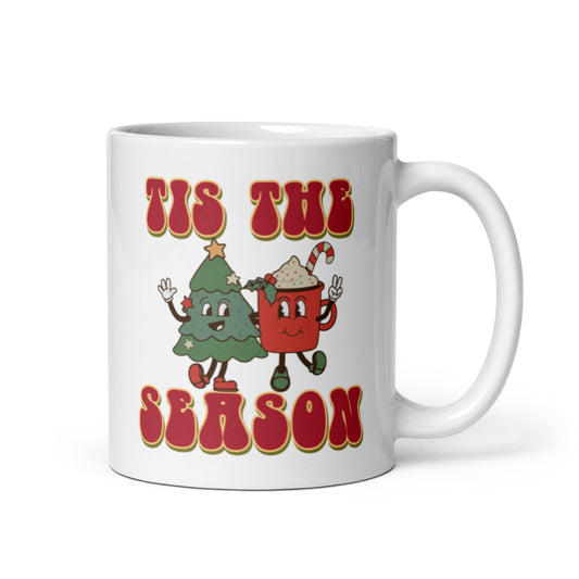 Tis The Season Retro Style Christmas Glossy Mug