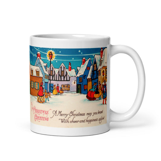 Victorian Christmas Card Retro Christmas Print Glossy Mug