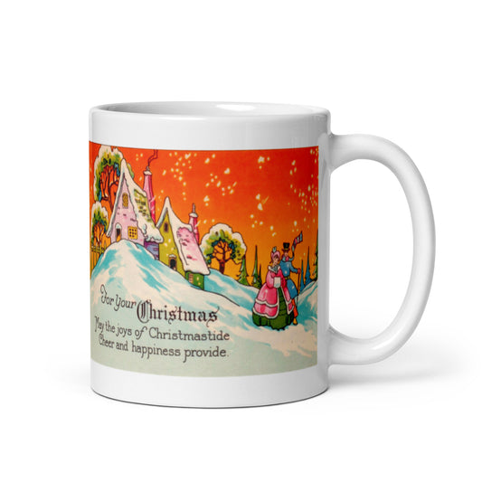 Victorian Christmas Mid Century Retro Christmas Print Glossy Mug