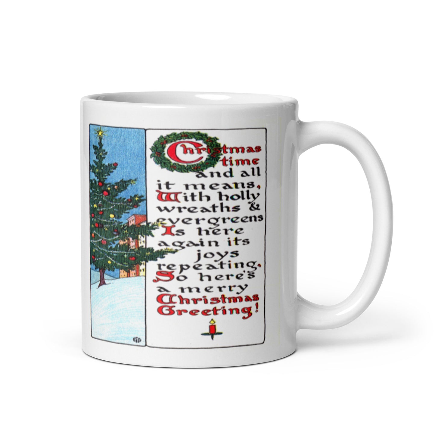 Victorian Christmas Greeting Retro Christmas Print Glossy Mug