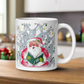 Santa Singing With Reindeer Midcentury Retro Christmas Glossy Coffee Mug