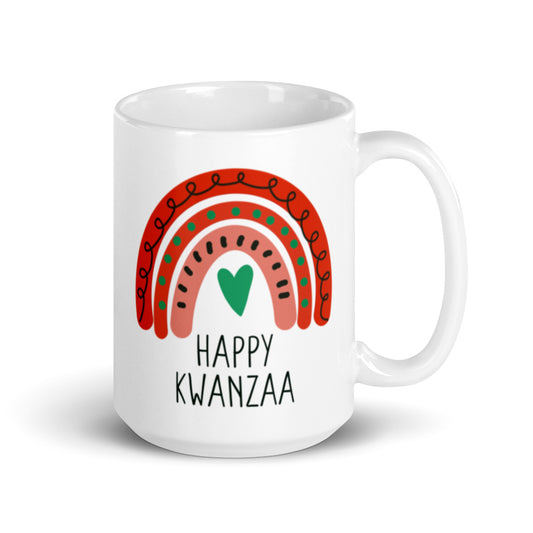 Happy Kwanzaa Boho Rainbow Glossy Mug