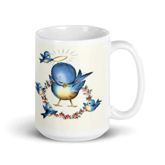 Retro Style Bluebirds Mug, Mother’s Day Mug, Vintage Style Mother’s Day Mug, Gift For Mom, Mother’s Day Gift, Retro Mother’s Day Mug