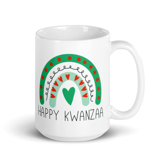 Happy Kwanzaa Boho Rainbow Glossy Mug