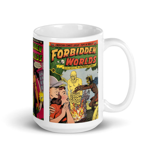 Forbidden Worlds Vintage Comic Book Retro Print Halloween Glossy Mug